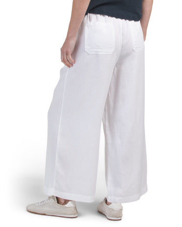 SPLENDID Linen Qarışıqlı Angie Kəsilmiş Palazzo Şalvarları
