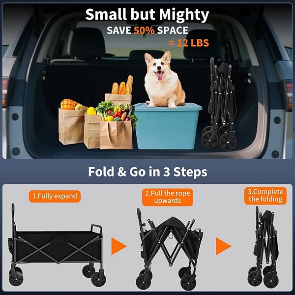 Wagons Carts Qatlanabilir Çoxməqsədli Collapsible Vaqon Hər Əraziyə Uyğun Təkərlərlə