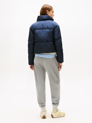 Tommy Hilfiger Qısaldılmış Puffer Gödəkçə, Tünd Mavi