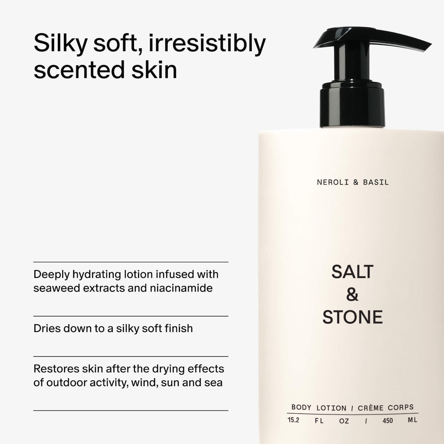 Salt & Stone Neroli & Basil Niacinamide ilə Hidratlaşdırıcı Bədən Losyonu