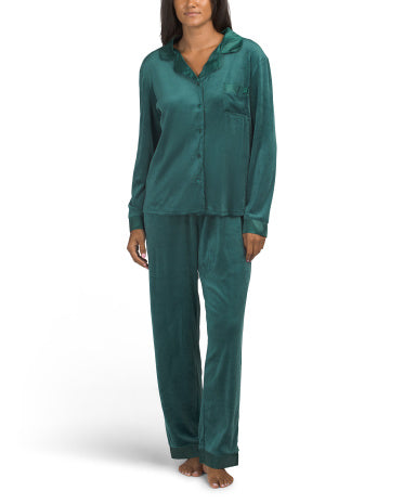 BORN Xətli Yaxa Üstü və Bağlamalı Şalvar Pijama Dəsti