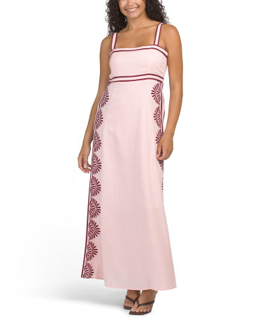 WHITE CLOSET Kətan Qarışıqlı Kolsuz Çiçəkli Maxi Geyim