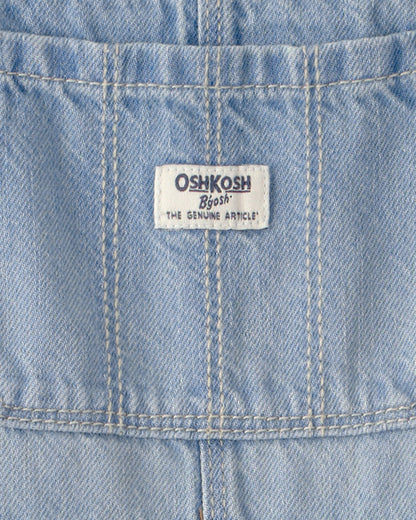 OshKosh B'gosh Kiçik Qız Uşağı Denim Yamaçlı Sarafan - Açıq Yuyuş