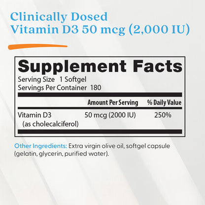 Doctor's Best D3 Vitamini 50 Mcg 2000 IU 180 Softgel