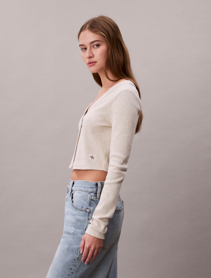 Calvin Klein Rib Cropped Cardigan Qadın Kardiqanı