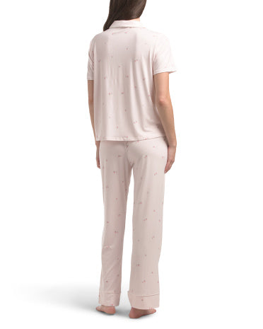 COMO SLEEP 2 Parçalı Modal Qısa Kollu Çiyələk Çizgili Pijama Dəsti