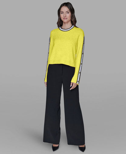 KARL LAGERFELD PARIS Qadın Kontrastlı Cırt Çırt Sweater
