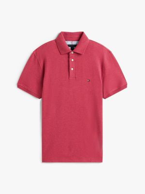 Tommy Hilfiger Slim Fit Stretch Pique Polo, Qırmızı Heather
