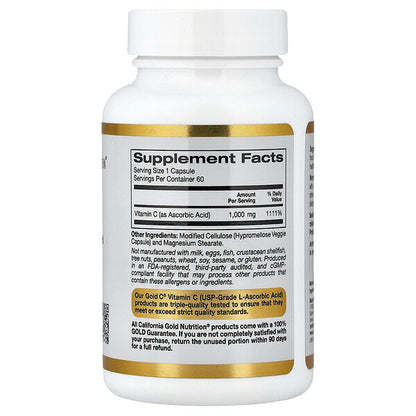 California Gold Nutrition Gold C USP Dərəcəsi C Vitamini 1000mg 60 Bitki Kapsulu