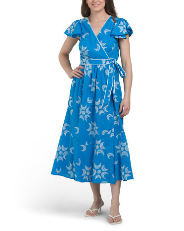 CIEBON Evelyn Flutter Sleeve Wrap Maxi Dress