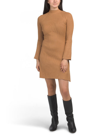 DRAPER JAMES Lennox Mock Neck Ribbed Knit Mini Geyim