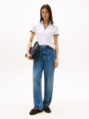 Tommy Hilfiger Tipli Bölünmüş Yaxa Stretch Polo, Optik Ağ