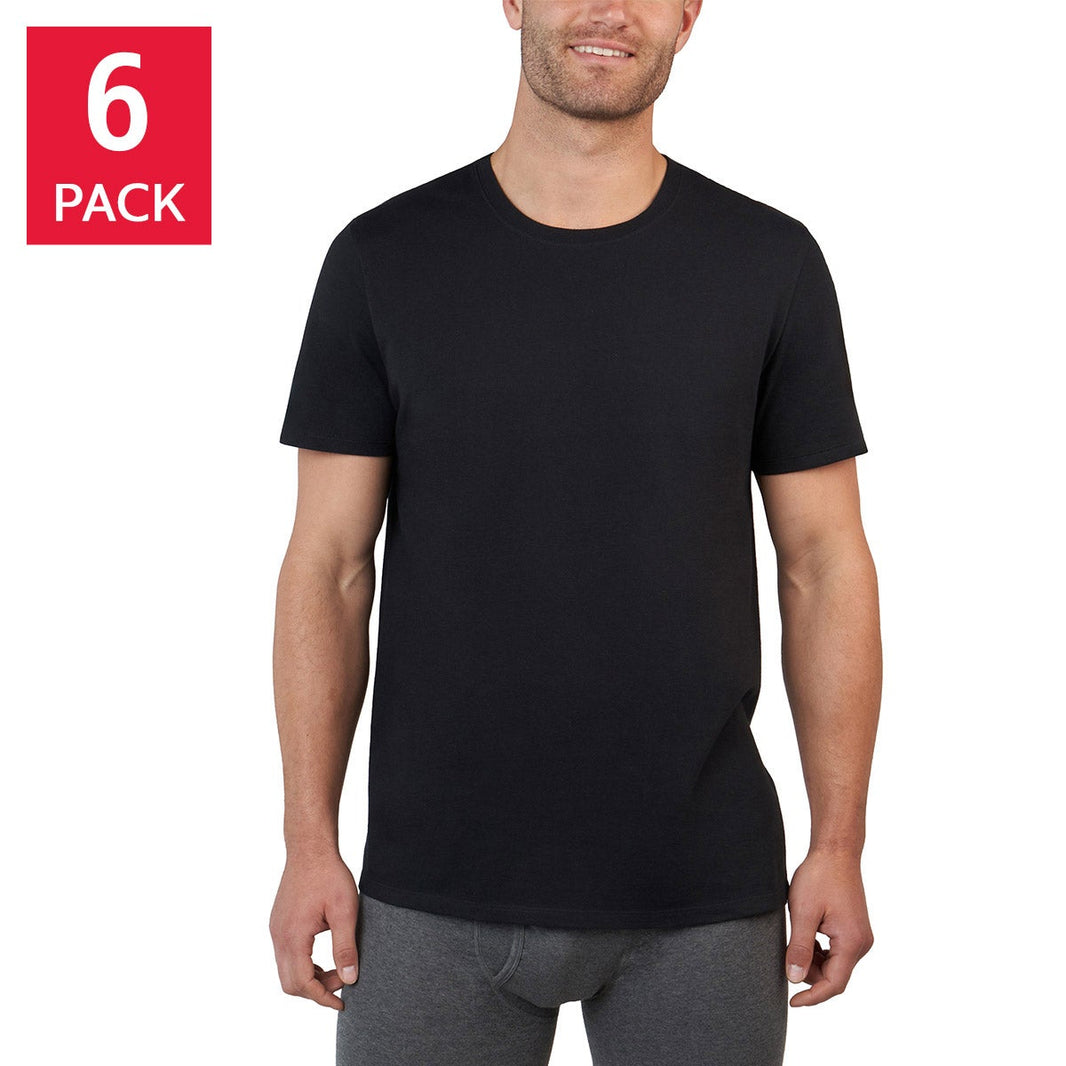 Kirkland Signature Kişi Orta Ağırlıq Crew T-shirt, 6-Pack, Ağ, Medium
