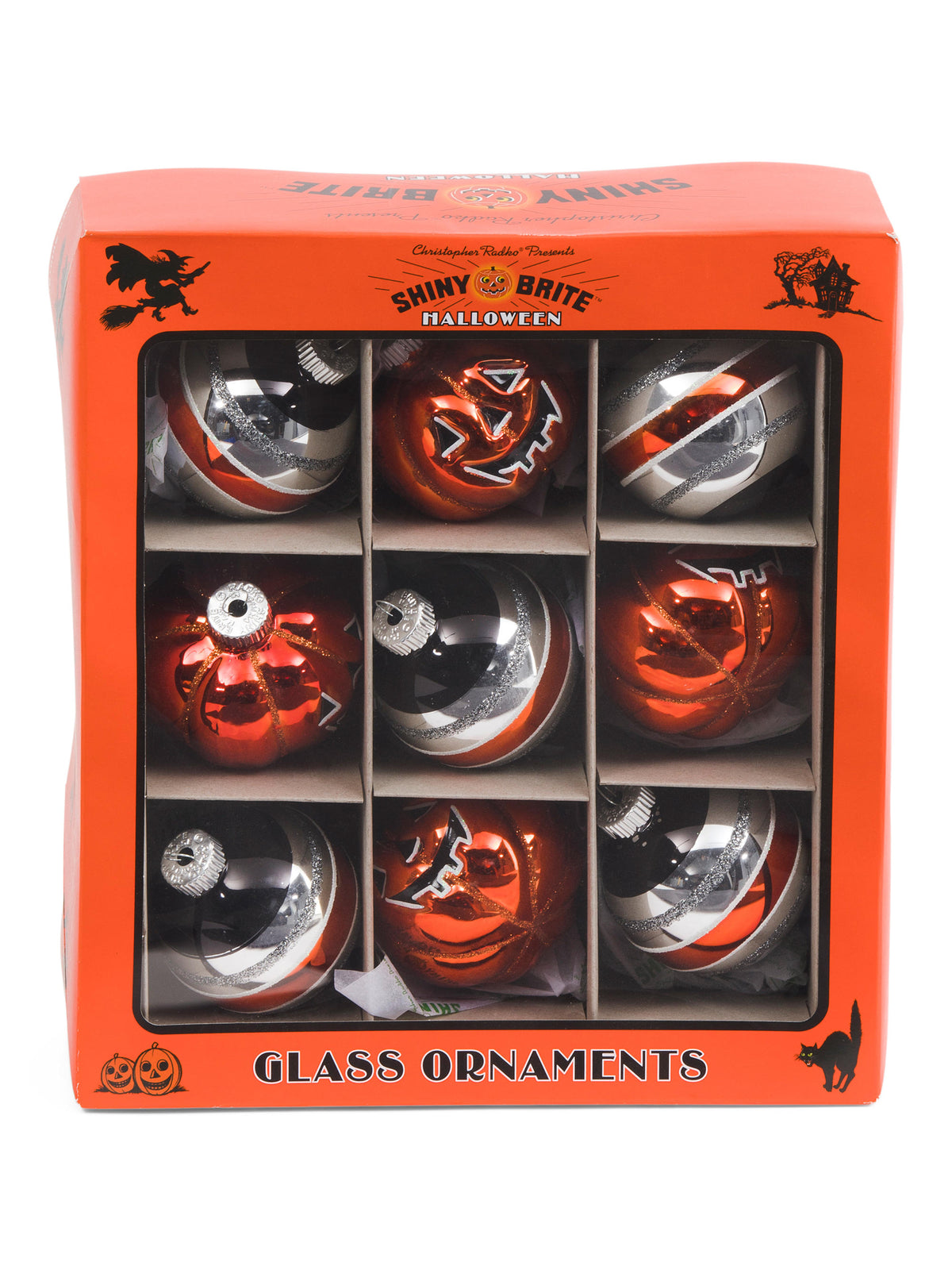 SHINY BRITE 9ct Halloween Dairəvi və Fiqurlu Ornamentlər