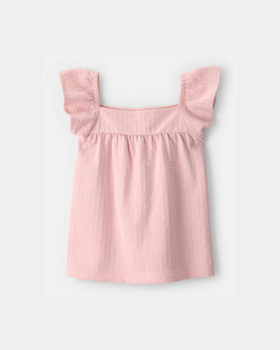 Carter's Uşaq Qız Flutter Qol Seersucker Bluzka - Çəhrayı