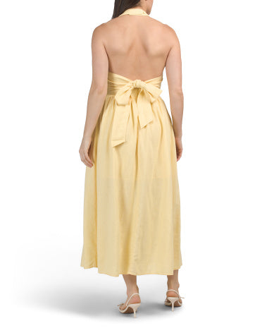 FAMOUS BRAND Kətan Qarışımlı Halter Maxi Geyimi