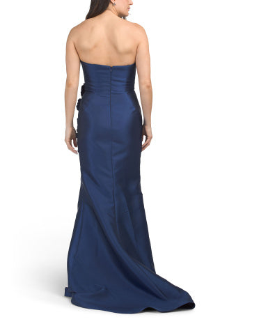 TERANI COUTURE Çiçəkli Aplikə Detaylı Askısız Geyim