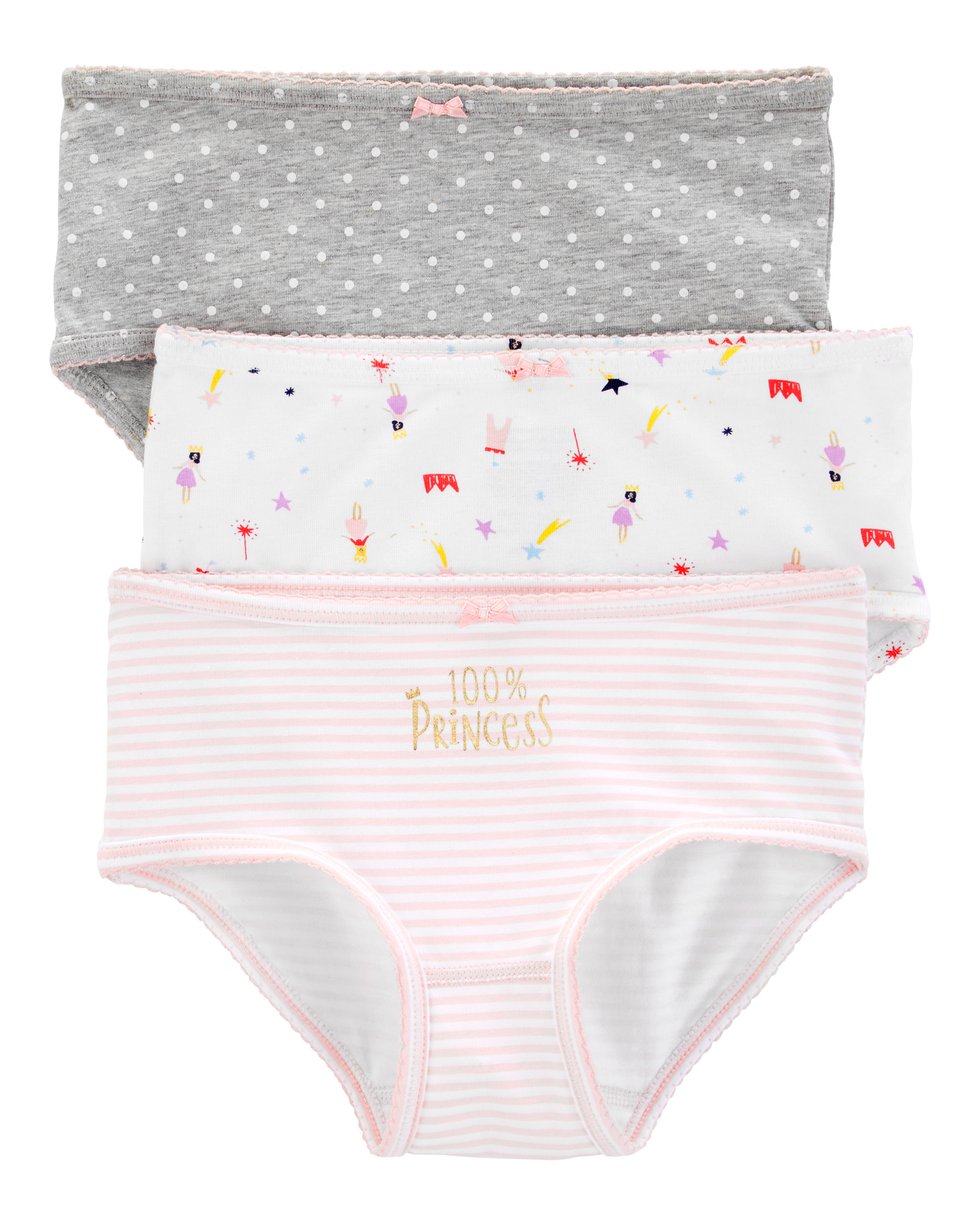 Carter's 3-Pack Prinsesa Naxışlı Pambıq Donlar