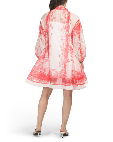 NANCY YANG Crinkle Hi-lo Tie Neck Mini Geyim