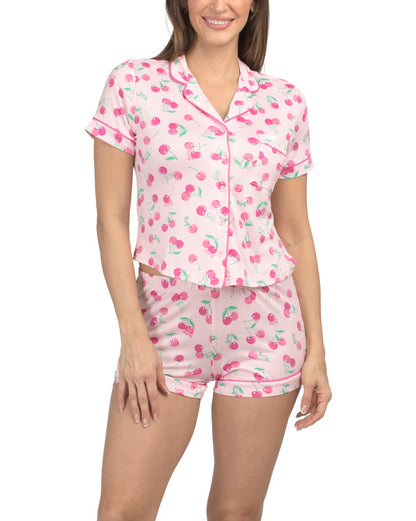 JUICY COUTURE 2 Parçalı Çiçəkli Qısa Kollu Pajama Dəsti