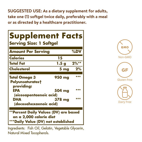 Solgar Omega-3 EPA DHA Üçlü Güc 950 mg 100 Softgel