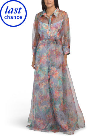 RENE BY RENE RUIZ Uzun Qollu Çiçəkli Organza Geyim