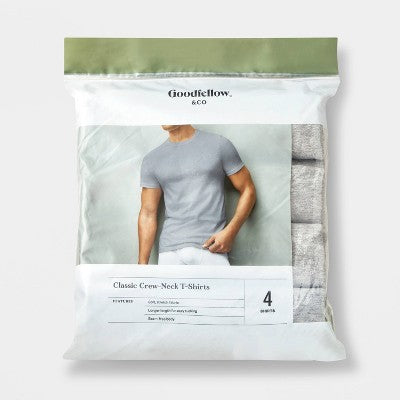 Goodfellow & Co Kişi Qısa Tərəvəz Yaxası T-Shirt 4-Paket Ağ M
