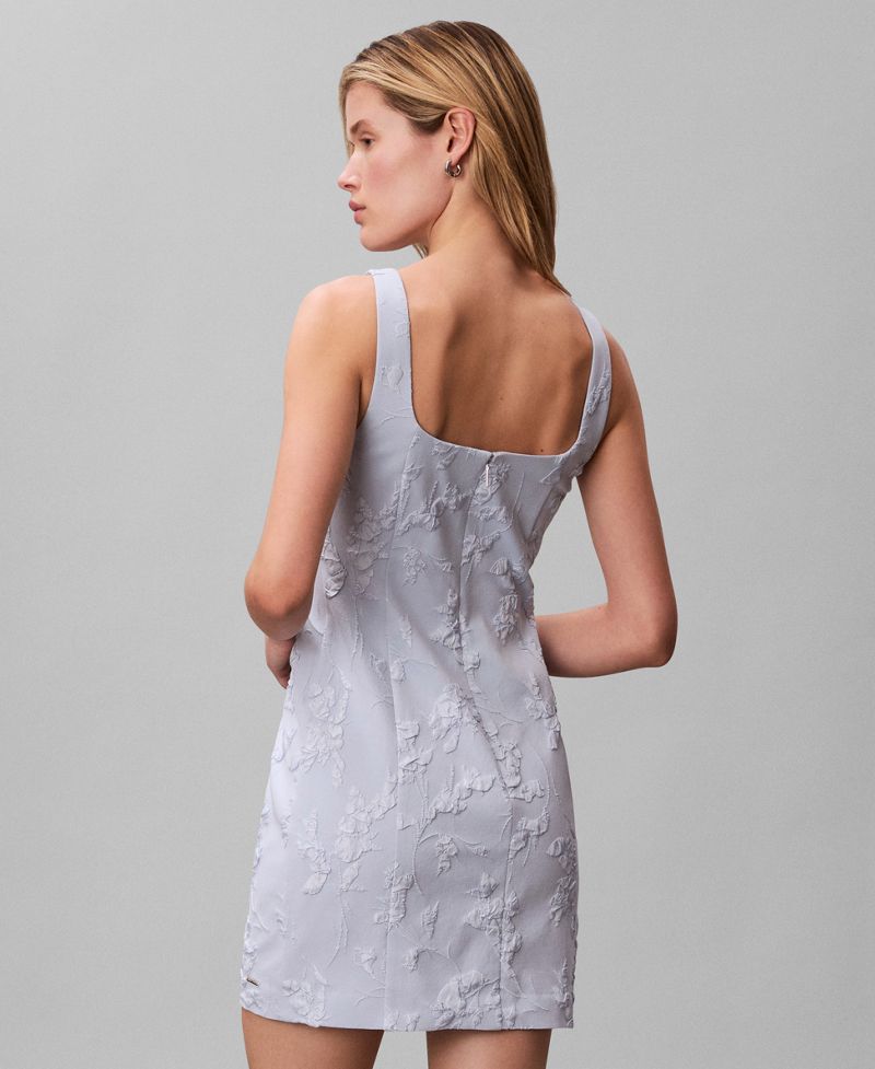 Calvin Klein Qadın Çiçəkli Kvadrat Yaxalı Mini Geyim