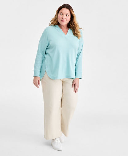 Style &amp; Co Böyük Ölçülü Vafli Toxunuşlu Kapüşonlu Sviterka