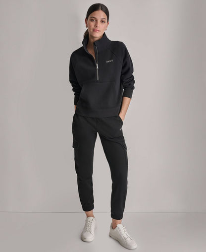 DKNY Sport DKNY Qadın Cıvata Logolu Yarım Fermuar Sweatshirt