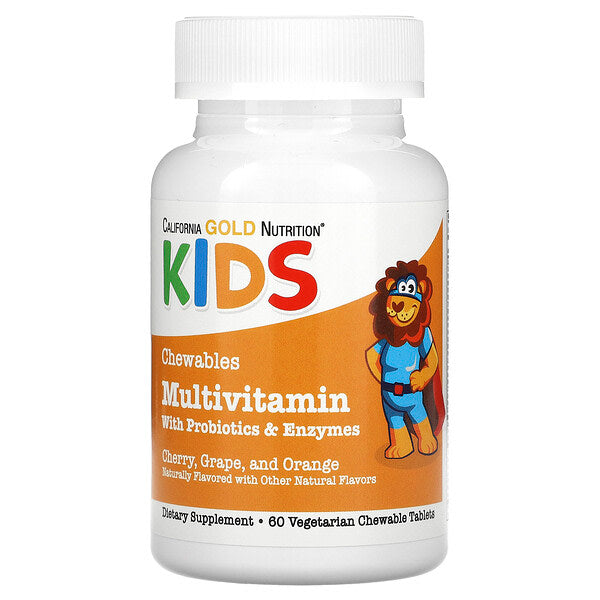 California Gold Nutrition Uşaq üçün Çevrilən Multivitaminlər Probiotiklər və Enzimlərlə