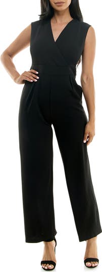 Nina Leonard Surplice V-Neck Geniş Paça Tulum