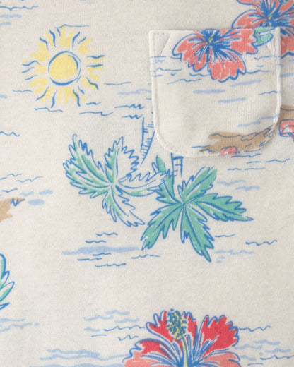Carter's Uşaq Oğlan 3-Parçalı Tropik Plaj Qısa Tməlli Bodysuit, Üst və Şort Dəsti