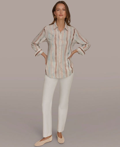 Donna Karan Weekend Qadın Uzun Cəkəli Düymə Köynəyi