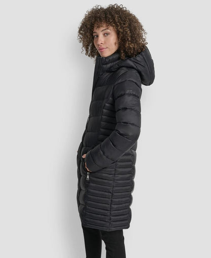 DKNY Qadın Fermuarlı Uzun Palto