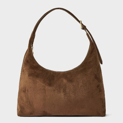 Faux Suede Slouchy Shopper Tote Bag - Universal Thread Qəhvəyi