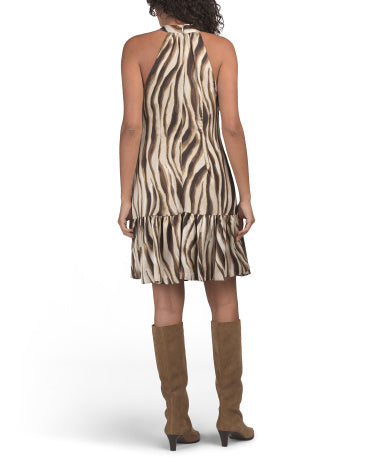 TAYLOR Zebra Naxışlı Halter Boyunlu Mini Geyim