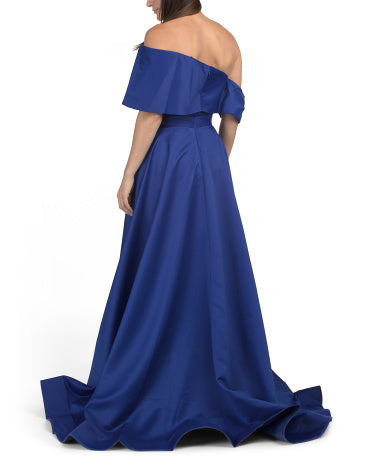 TERANI COUTURE Off The Shoulder Çiçəkli Paillətli Boncuklu Geyim