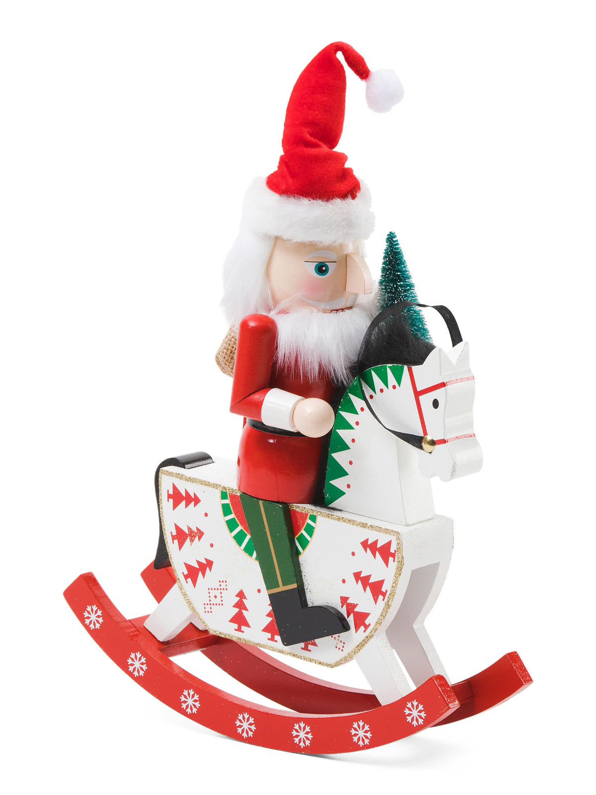 SINCERELY SANTA 12in Rocking Horse Üzərində Santa Qozalığı