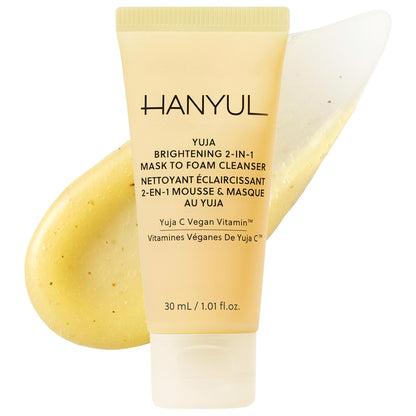 Hanyul Koreyalı Mini Yuja Parlaqlıq 2-in-1 Maska və Köpük Üz Yuma Vasitəsi Vitamin C + Niacinamide ilə