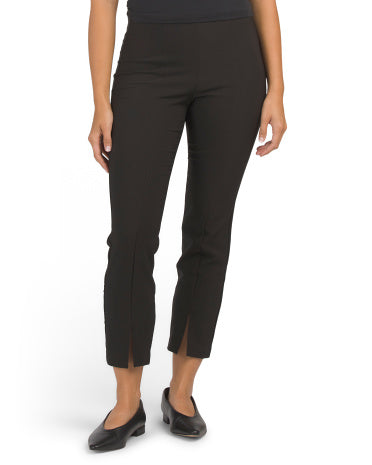 ADRIANNA PAPELL Solid Stretch Pull On Pants With Center Front Seams