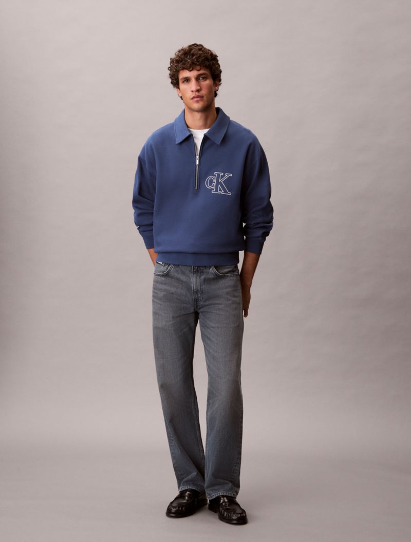 Calvin Klein Varsity Monogram Logo Quarter Zip Huddi