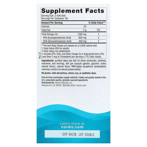 Nordic Naturals Ultimate Omega Böyük Limon 180 Soft Gel 640 Mg Hər Soft Gel YoxYox