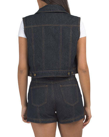ENDLESS ROSE Kəsilmiş Denim Jilet