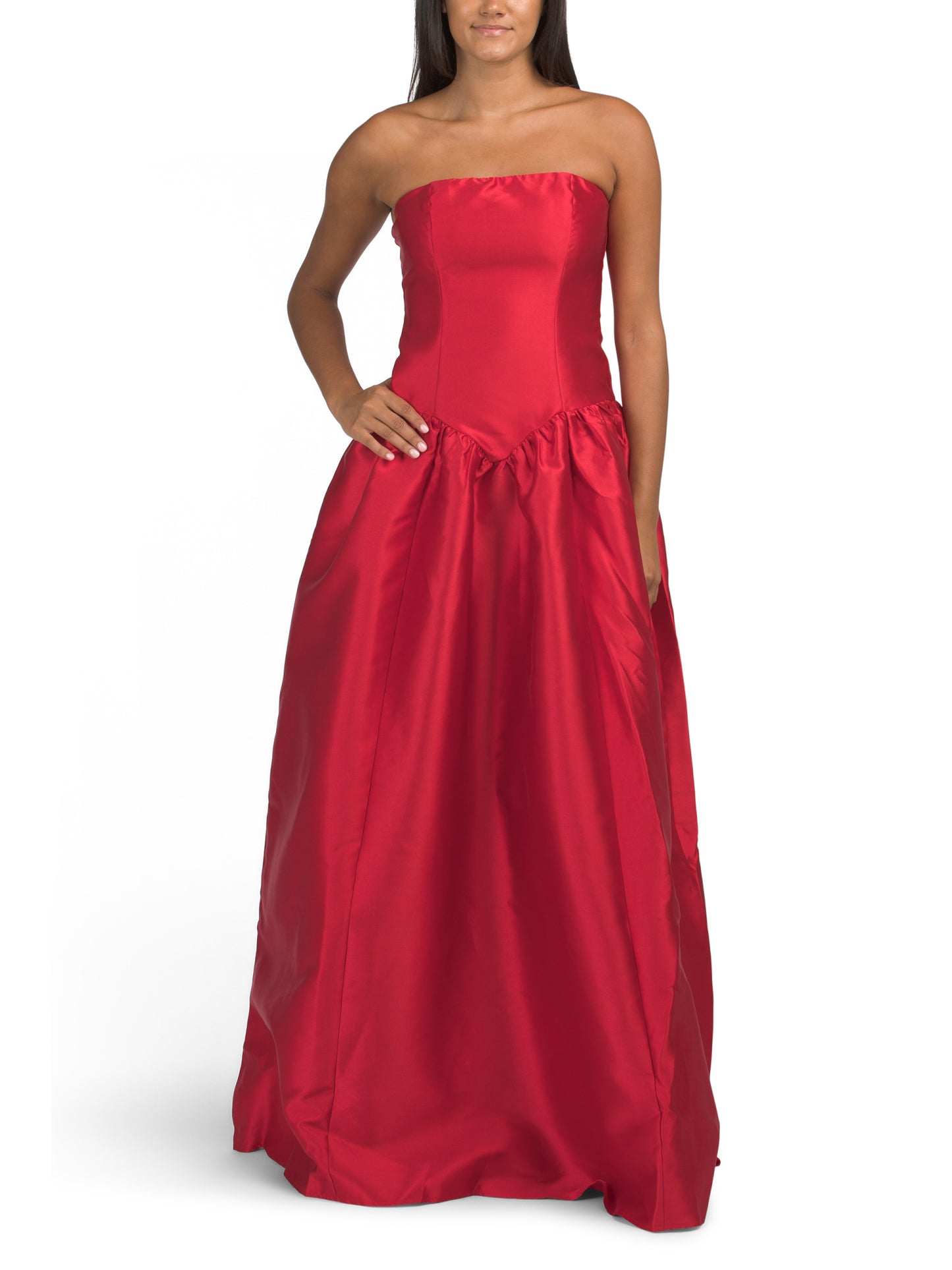 MANIJU Drop Waist Strapless Mikado Gown
