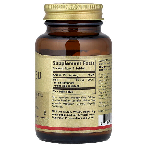 Solgar Chelated Zinc 100 Tablet 22 Mg