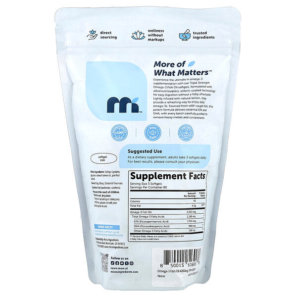 Micro Ingredients Omega-3 Balıq Yağı Limon 240 Softgel