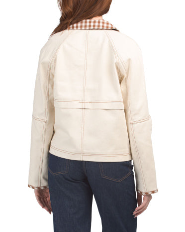 BAGATELLE COLLECTION Gingham Detalları ilə Denim Gödəkçə