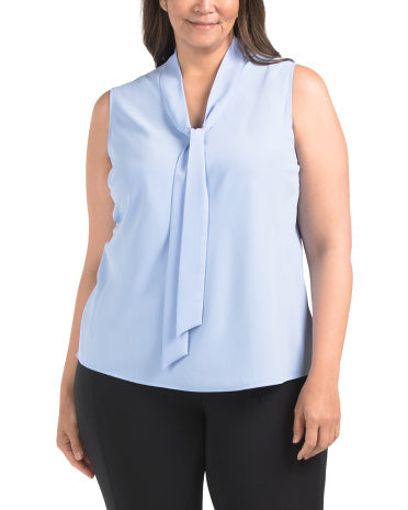 KASPER Plus Tie Front Stretch Bluzka
