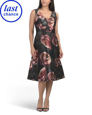 KAY UNGER Antonia Floral Mikado Midi Geyimi